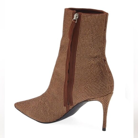 Black suede studio dahlia crystal embellished pointy boots - Picture 2 of 9